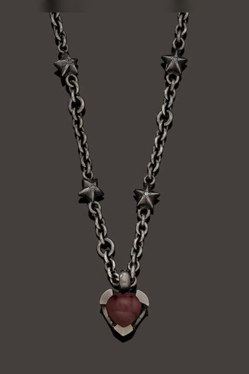 18k Gold Garnet and Diamond Pendant Necklace
