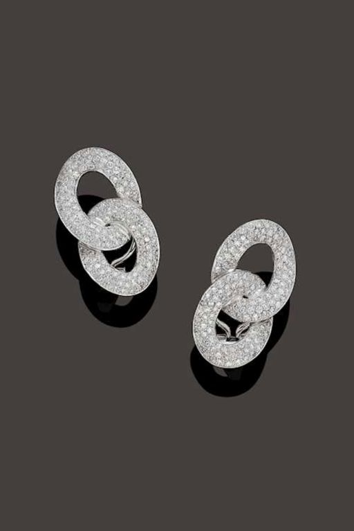 Pair of 18k Gold Diamond Earrings