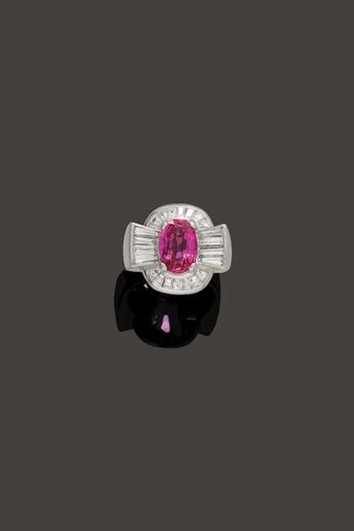 Platinum Sapphire and Diamond Ring