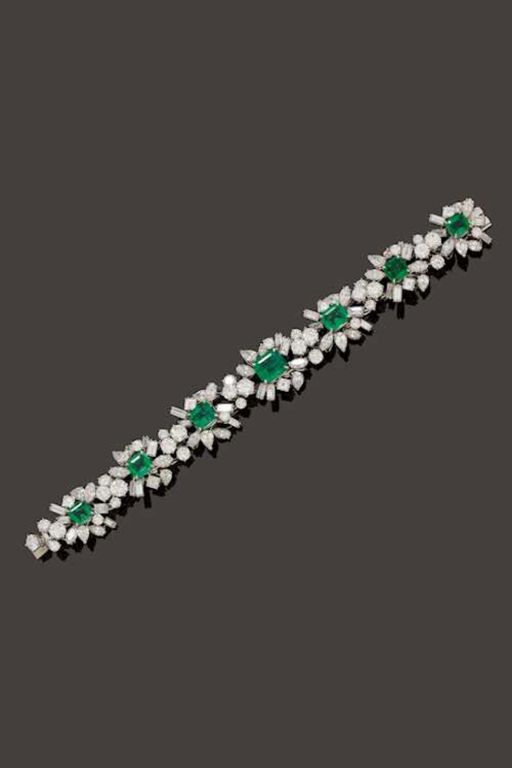 18k Gold Emerald and Diamond Bracelet