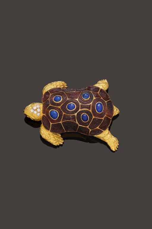 18k Gold Multi-Gem Brooch