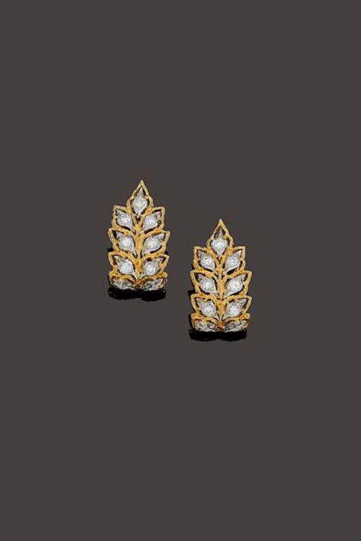 Pair of 18k Gold Diamond Earrings