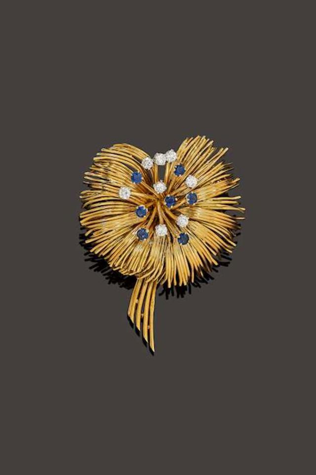 Sapphire and Diamond Brooch