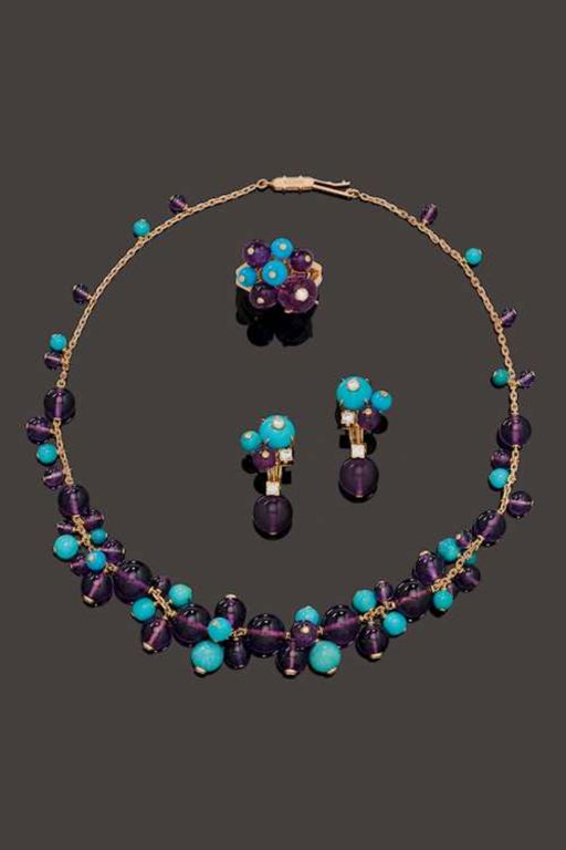18k Gold Multi-Gem Jewelry Set