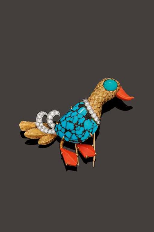 18k Gold Multi-Gem Brooch