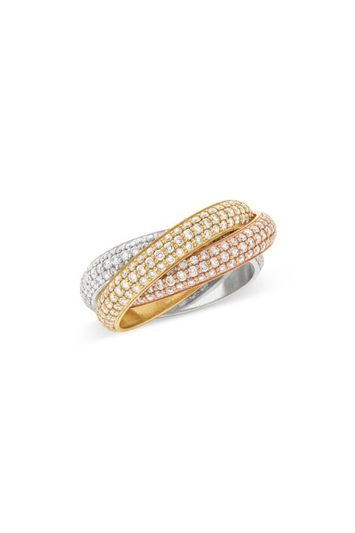 18k Yellow, Rose and White Gold Diamond Ring