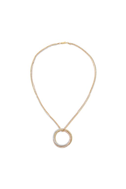 18k Tri-Color Gold Diamond Pendant Necklace