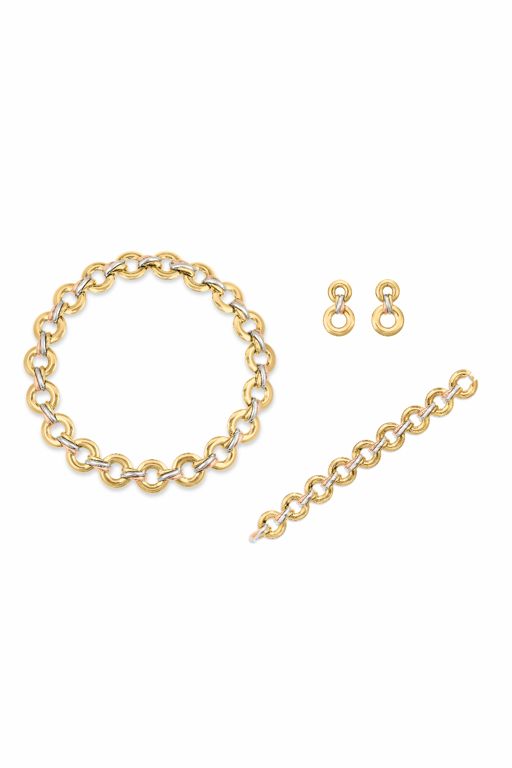 18k Yellow, Rose and White Gold Jewelry Set