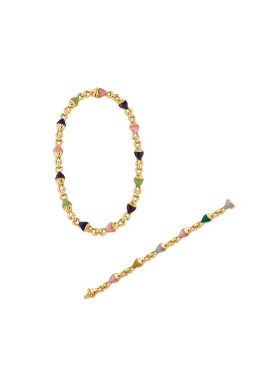 18k Yellow Gold Multi-Gem Jewelry Set