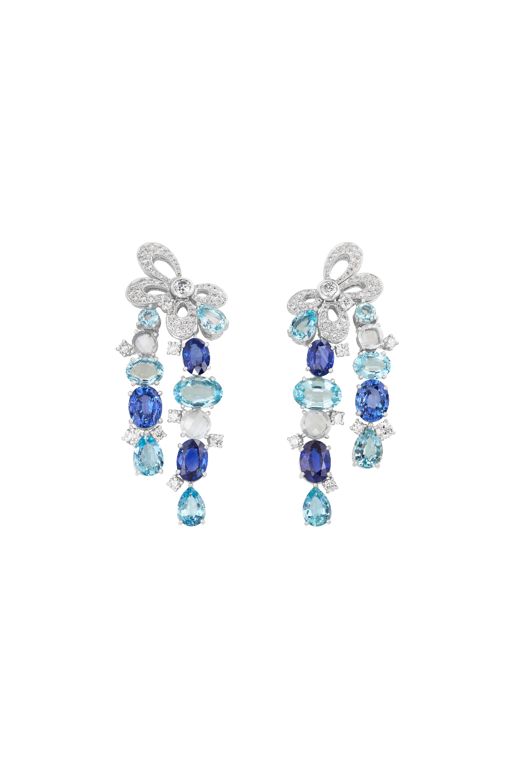 18k White Gold Multi-Gem Earrings