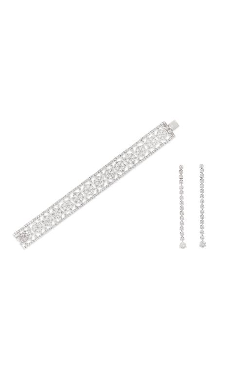18k White Gold Diamond and Ruby Jewelry Set
