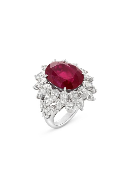 Platinum Ruby and Diamond Ring