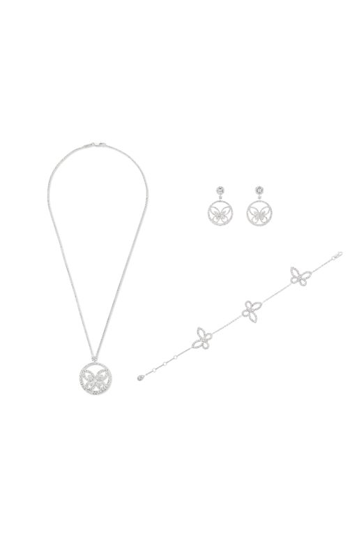 18k White Gold Diamond Butterfly Jewelry Set