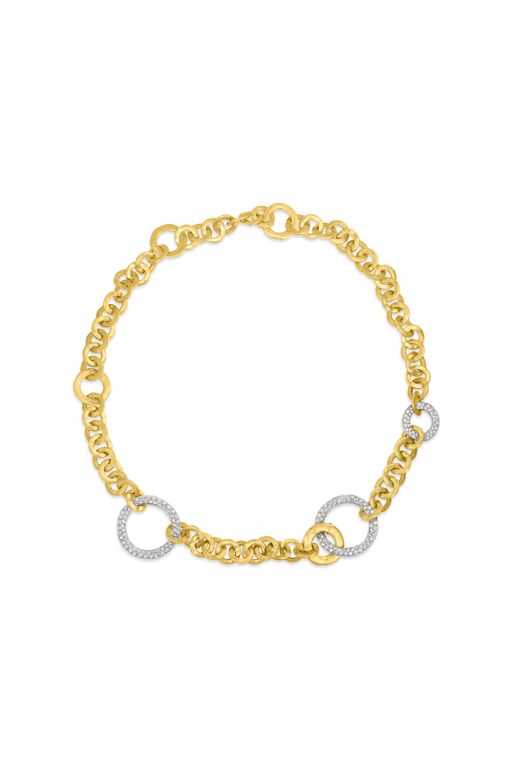 18k Yellow Gold Diamond Link Necklace