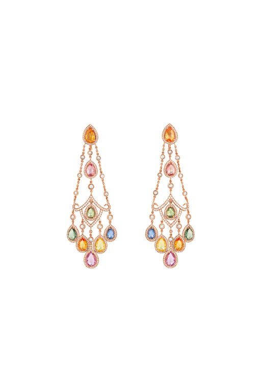 18k Gold Sapphire and Diamond Chandelier Earrings