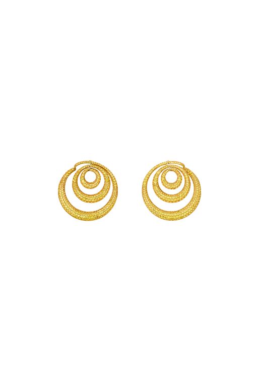 18k Yellow Gold Sapphire Hoop Earrings