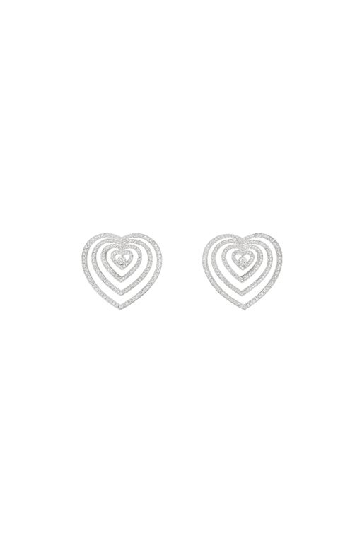 18k White Gold Diamond Heart Earrings