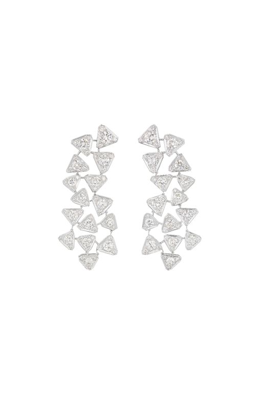 18k White Gold Diamond Puzzle Earrings