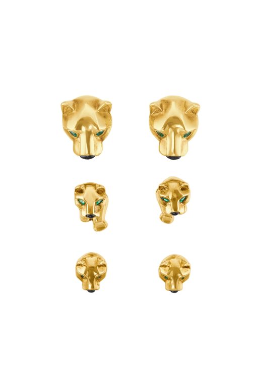 18k Gold Emerald and Onyx Panther Cufflinks