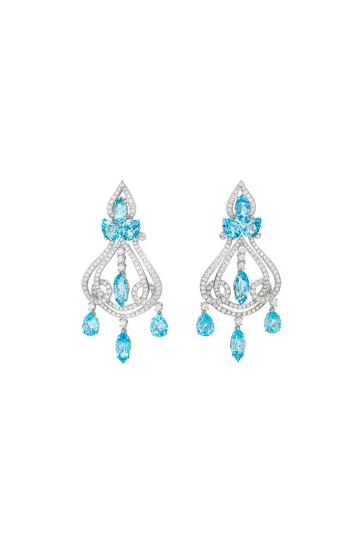 18k White Gold Topaz and Diamond Earrings