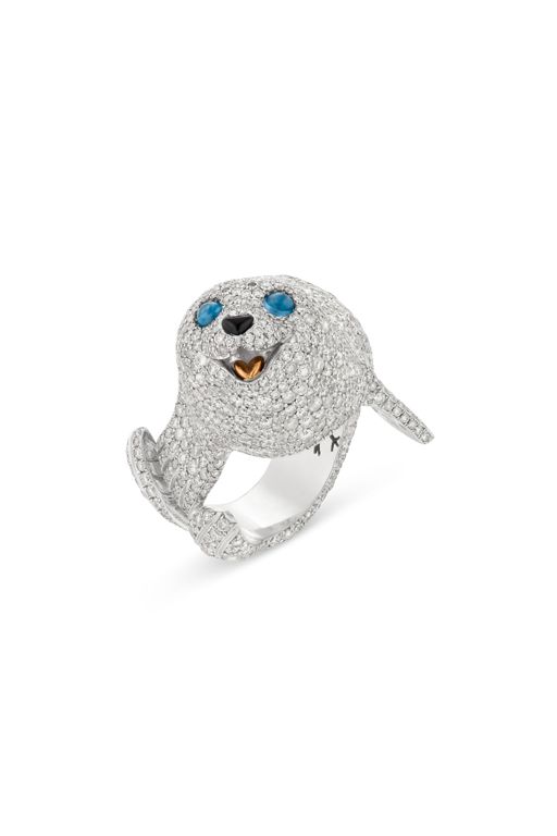 18k Gold Diamond, Sapphire and Onyx Seal Ring