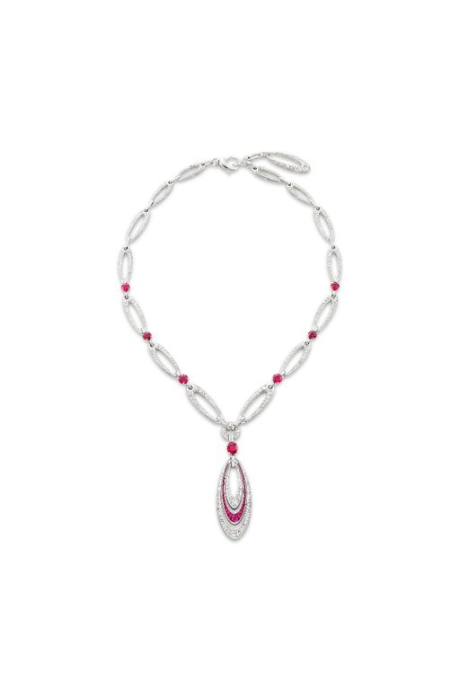 18k White Gold Ruby and Diamond Necklace