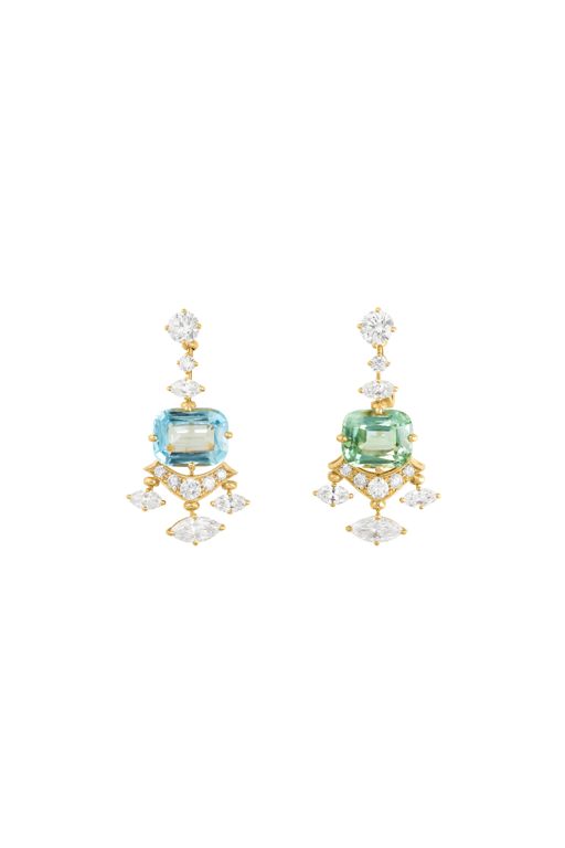 18k Yellow Gold Multi-Gem Earrings