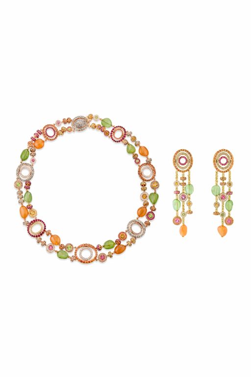 18k Rose Gold Multi-Gem Jewelry Set