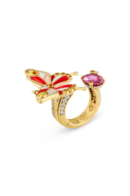 18k Yellow Gold Multi-Gem Butterfly Ring