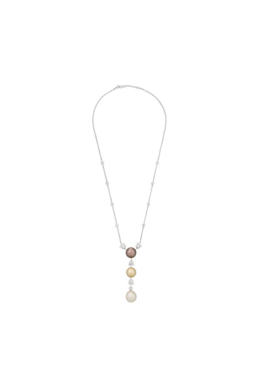 18k White Gold Pearl and Diamond Pendant Necklace