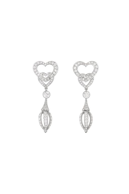 18k White Gold Diamond Pendant Earrings