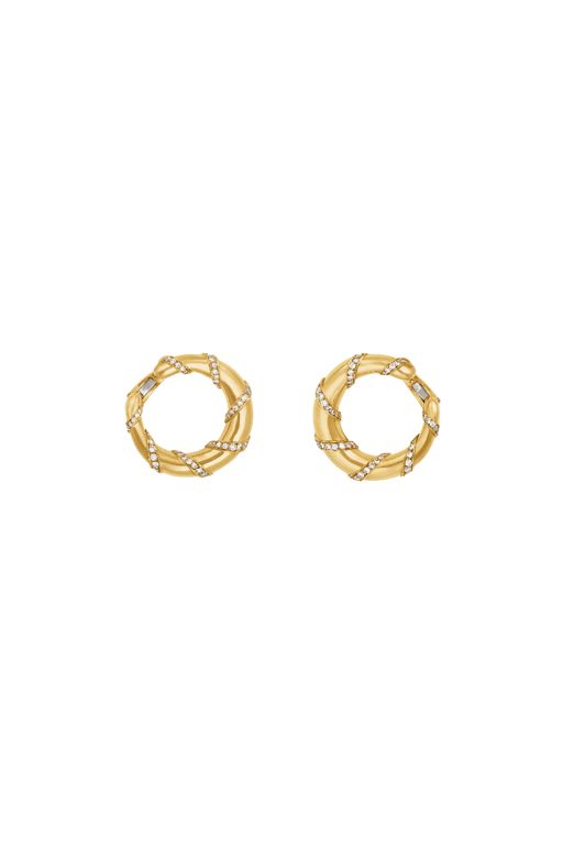 18k Yellow Gold Diamond Hoop Earrings