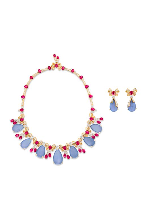 18k Rose Gold Multi-Gem Jewelry Set