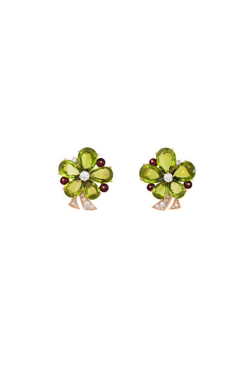 18k Rose Gold Multi-Gem Flower Earrings
