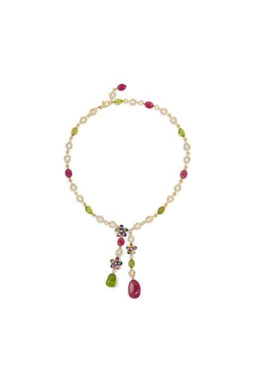 18k Yellow Gold Multi-Gem Pendant Necklace