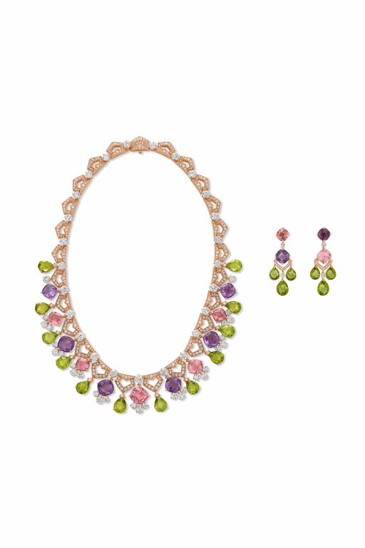 18k Rose Gold Multi-Gem Jewelry Set