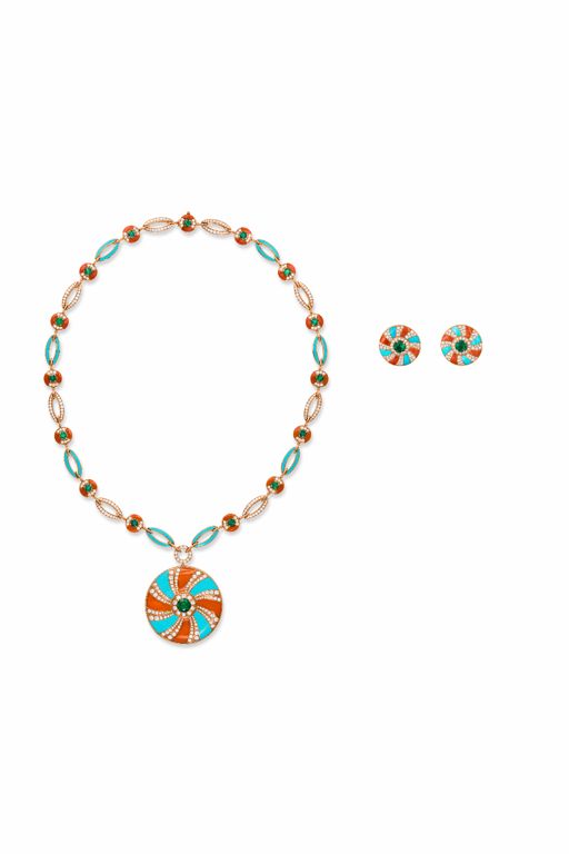 18k Rose Gold Multi-Gem Jewelry Set