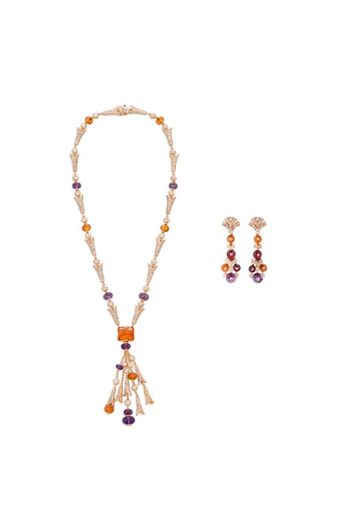 18k Rose Gold Multi-Gem Jewelry Set