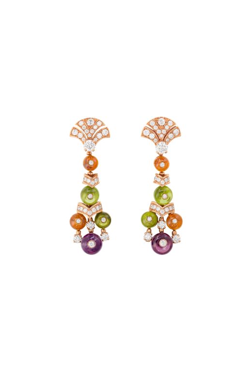 18k Rose Gold Multi-Gem Earrings