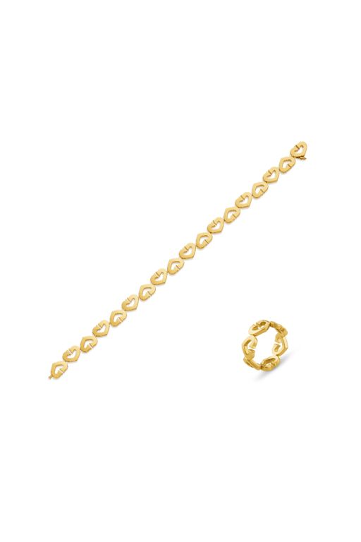 18k Yellow Gold Heart Jewelry Set