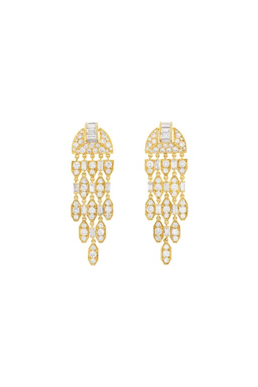 18k Yellow Gold Diamond Chandelier Earrings