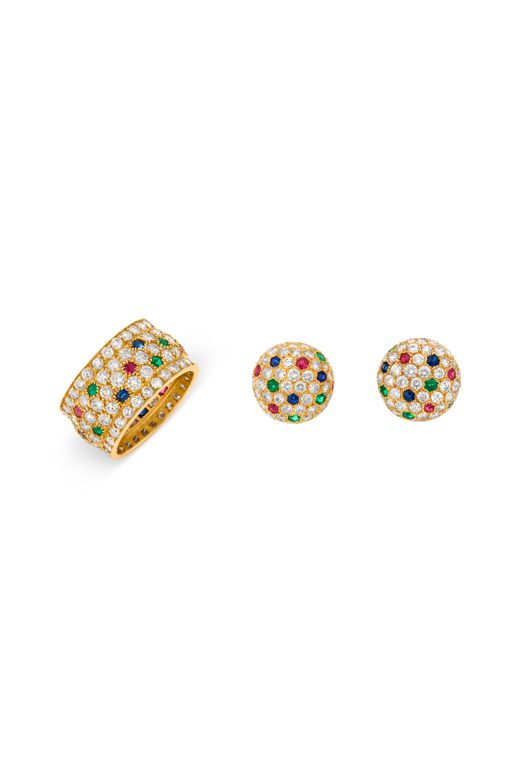 18k Yellow Gold Multi-Gem Jewelry Set