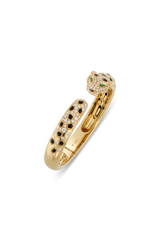 18k Yellow Gold Multi-Gem Panther Cuff Bracelet