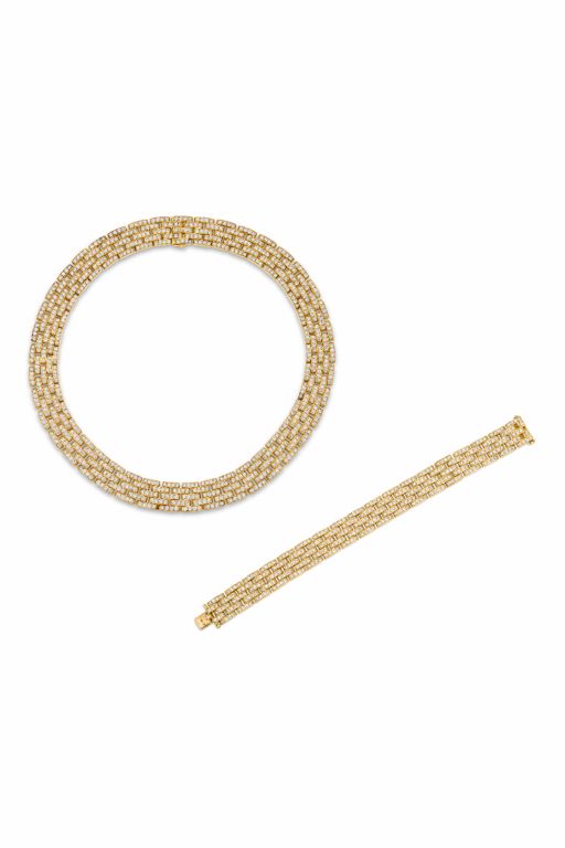18k Yellow Gold Diamond Jewelry Set