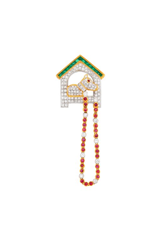 18k Gold Multi-Gem Brooch
