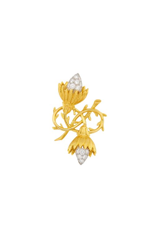 18k Gold and Platinum Diamond Brooch
