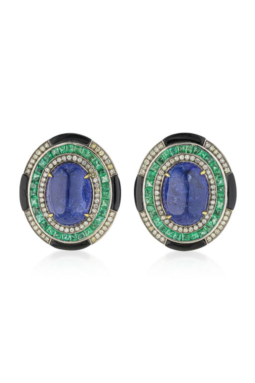 Silver and 14k Gold Multi-Gem Earrings
