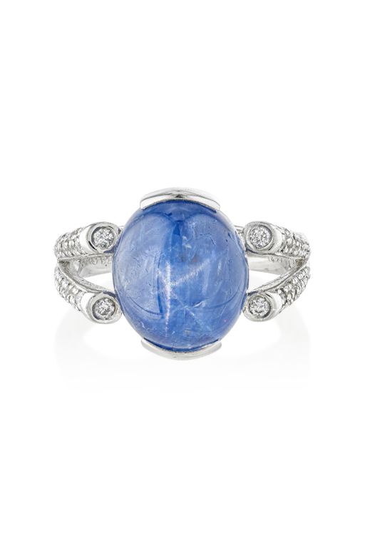 Platinum Sapphire and Diamond Ring