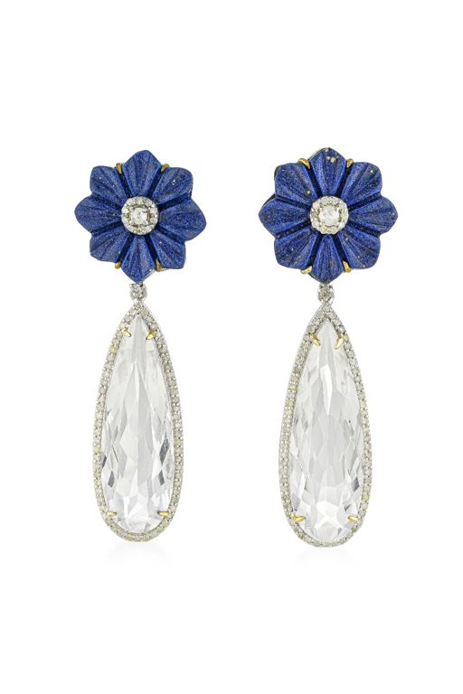 Silver and 14k Gold Multi-Gem Earrings