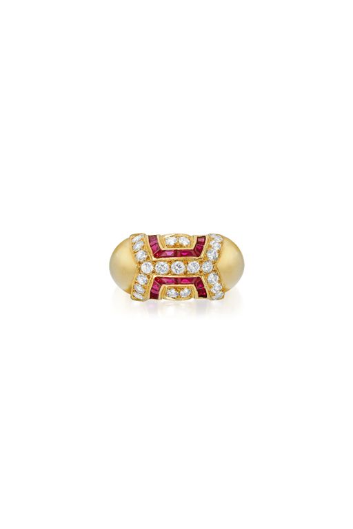 18k Gold Ruby and Diamond Ring